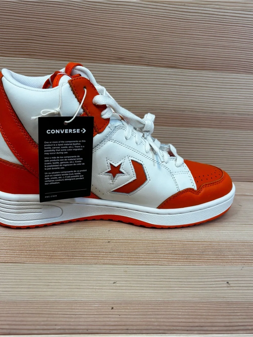 Converse Weapon Mid Men's Size 9 White Orange Leather Syracuse Sneakers  A11956C